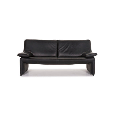 Laauser Atlanta Leder Sofa Schwarz Dreisitzer Couch #12371