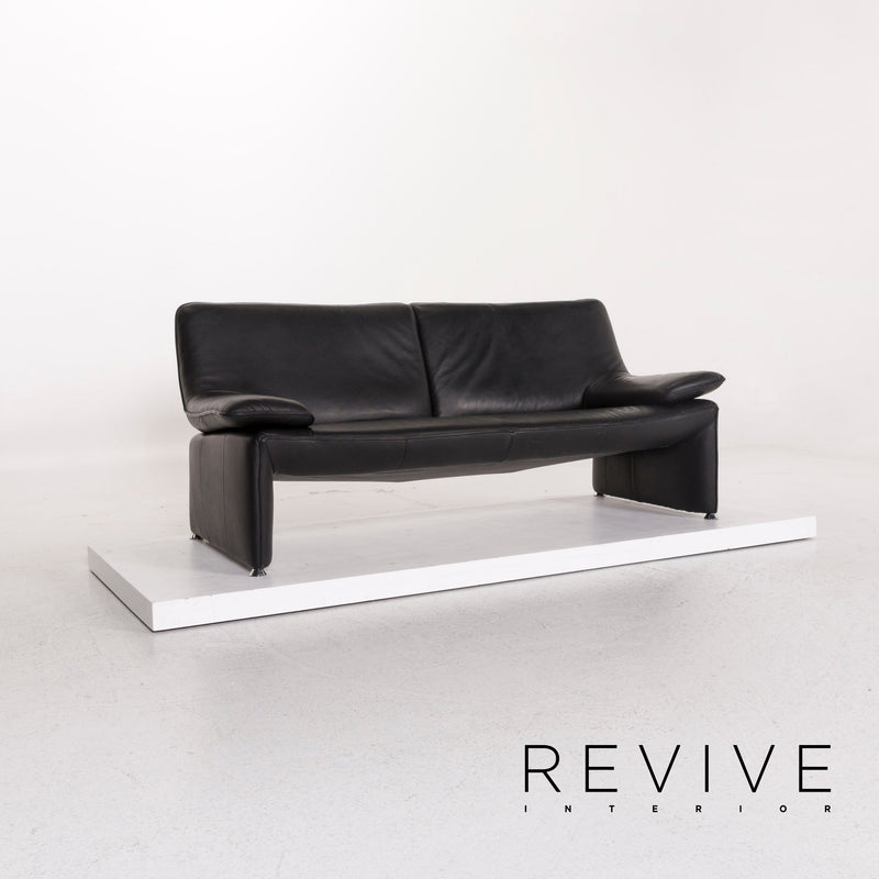 Laauser Atlanta Leder Sofa Schwarz Dreisitzer Couch 