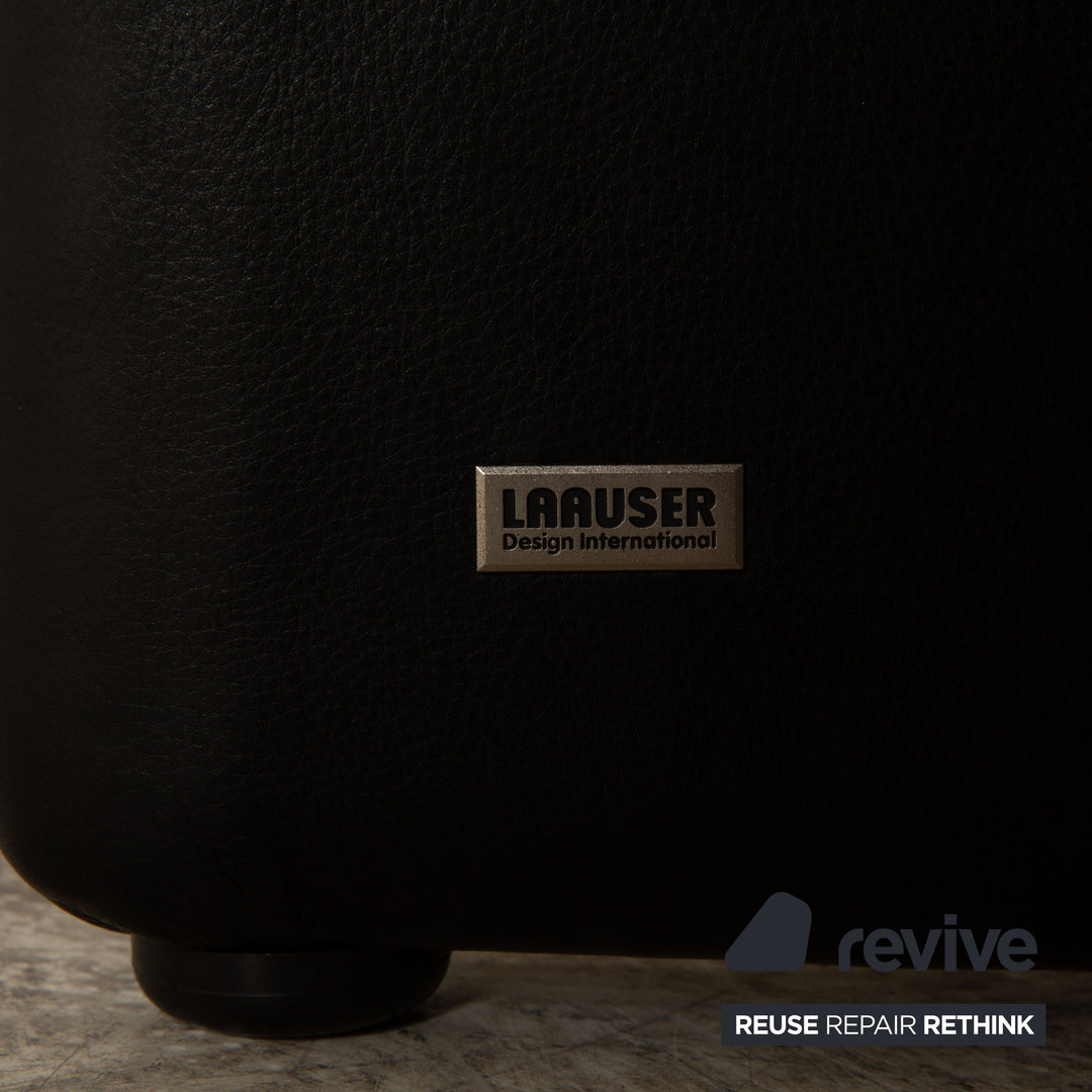 Laauser Atlanta Leather Two Seater Black Sofa Couch