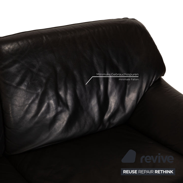 Laauser Atlanta Leder Zweisitzer Schwarz Sofa Couch