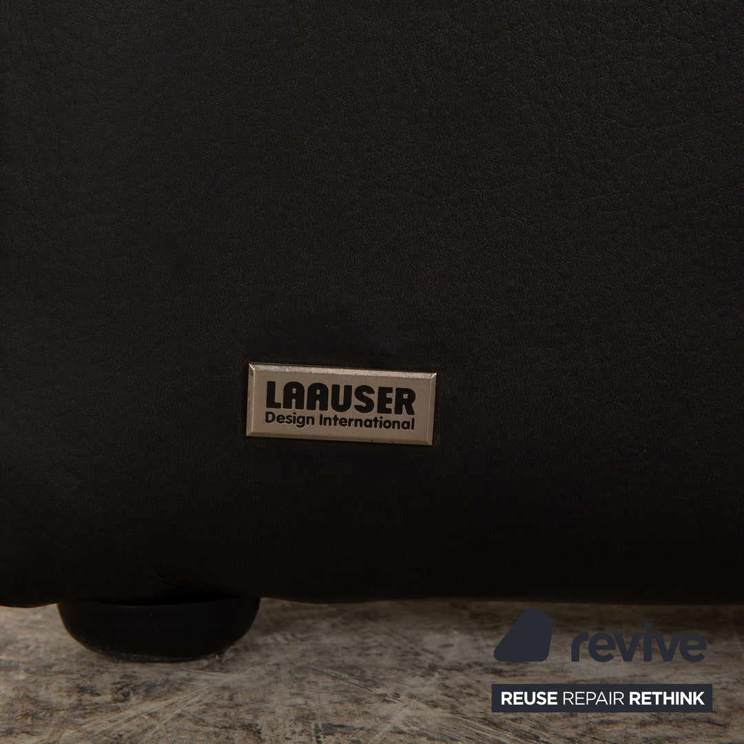 Laauser Atlanta leather two-seater black sofa couch manual function