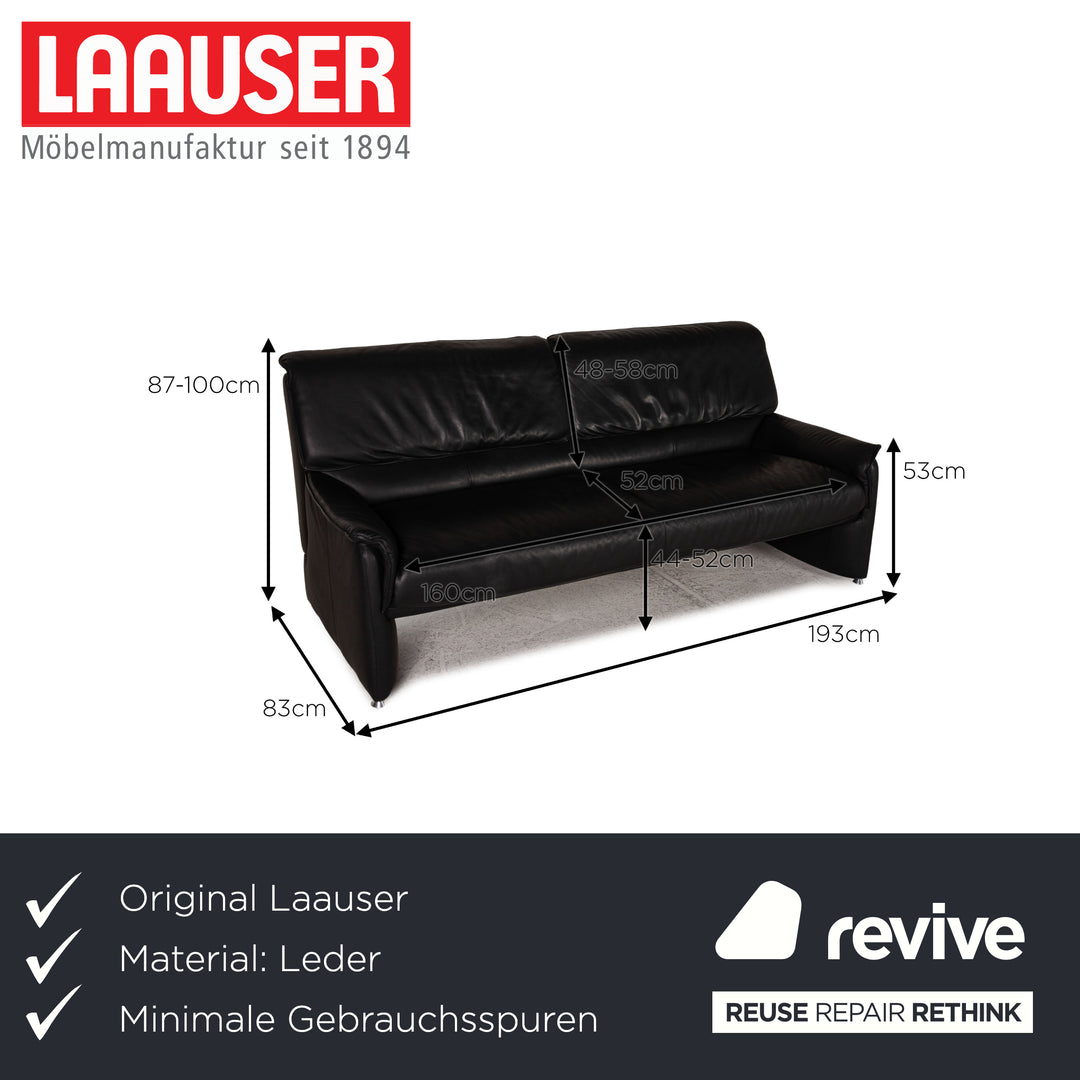 Laauser Camaro Leder Sofa Schwarz Zweisitzer Couch