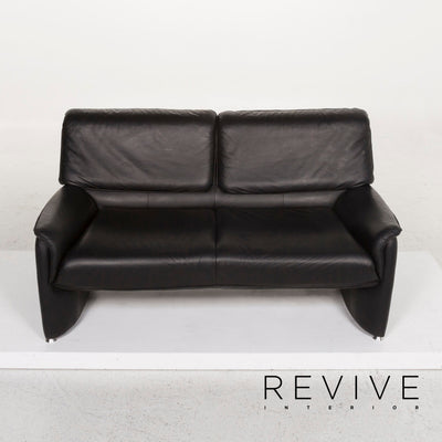 Laauser Carlos Leder Sofa Garnitur Schwarz 1x Dreisitzer 1x Zweisitzer #134253