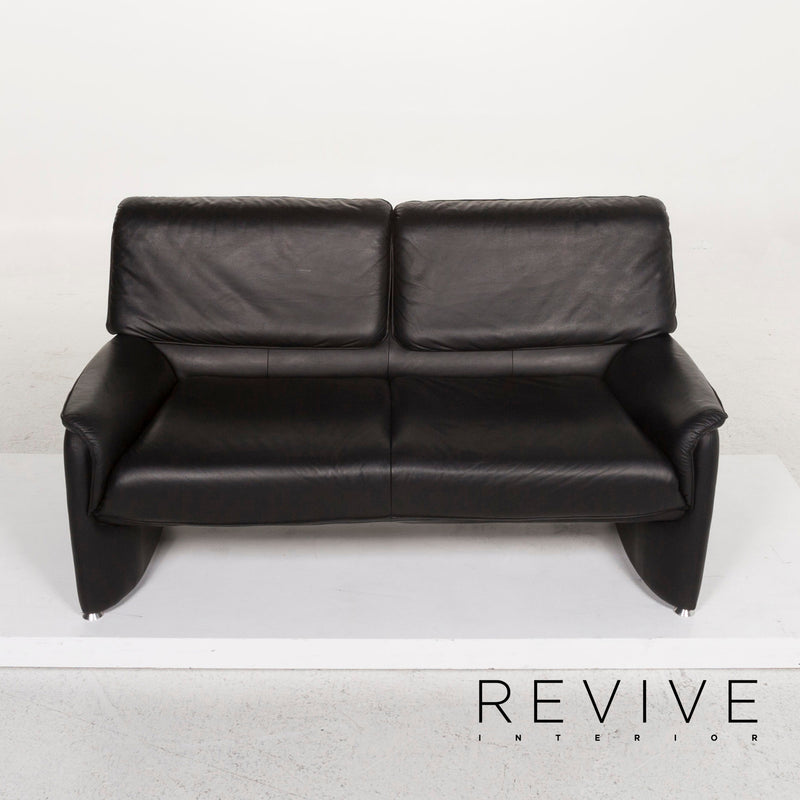 Laauser Carlos Leder Sofa Garnitur Schwarz 1x Dreisitzer 1x Zweisitzer 