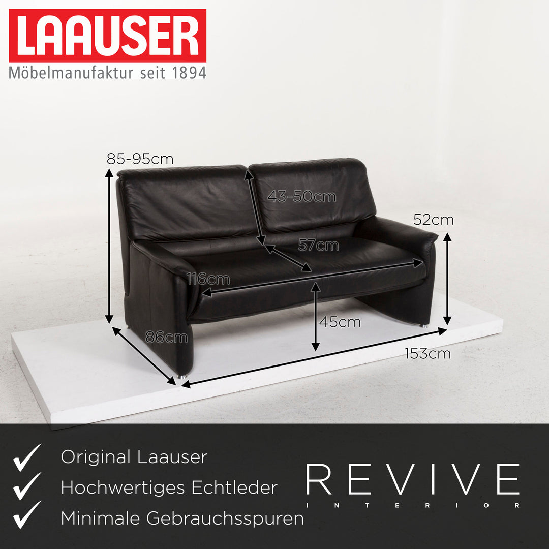 Laauser Carlos leather sofa set black 1x three-seater 1x two-seater #134253