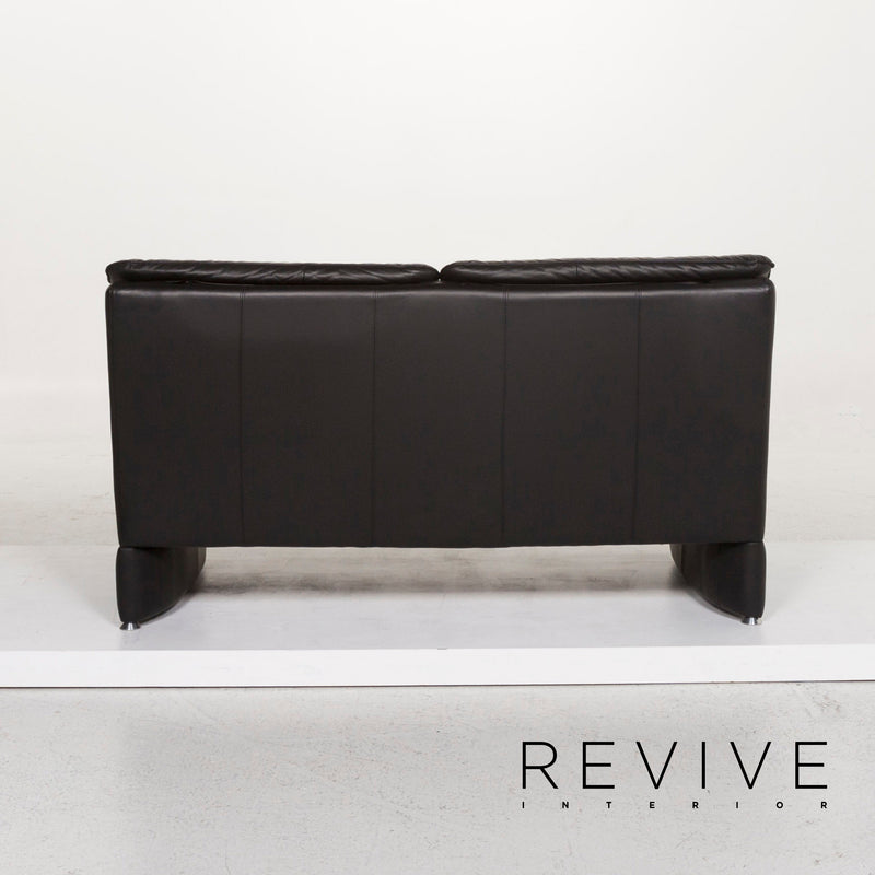 Laauser Carlos Leder Sofa Garnitur Schwarz 1x Dreisitzer 1x Zweisitzer 