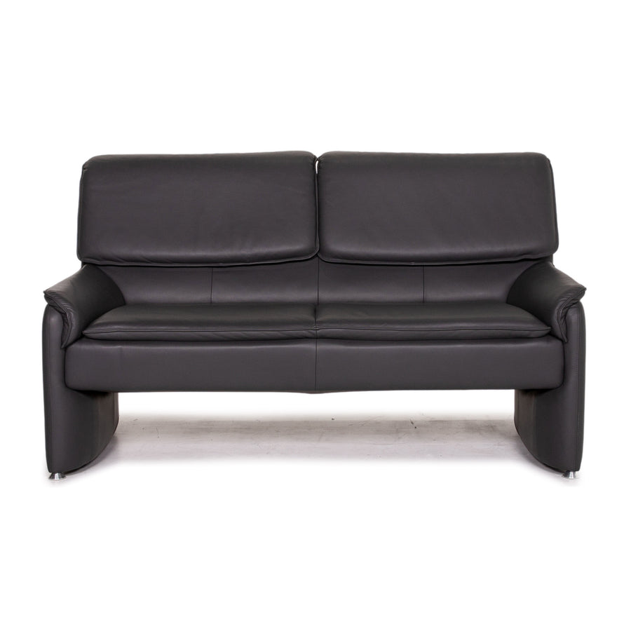 Laauser Carlos Leder Sofa Grau Zweisitzer Funktion Couch #14069