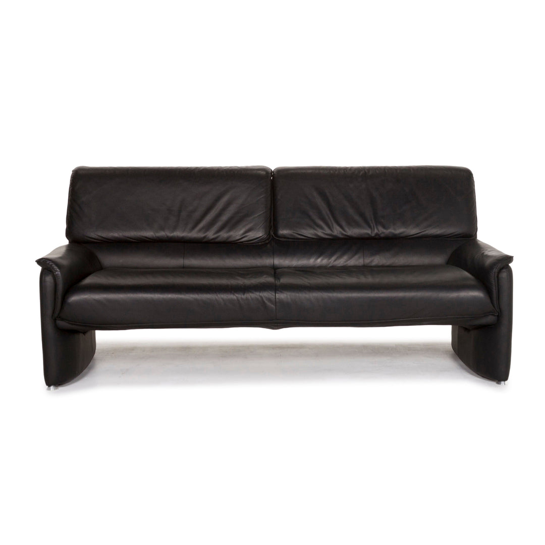 Laauser Carlos Leather Sofa Black Three Seater Couch #13168