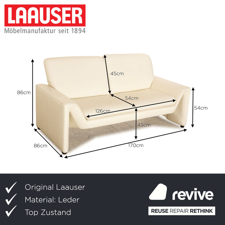 Laauser Corvus Leder Zweisitzer Creme Sofa Couch