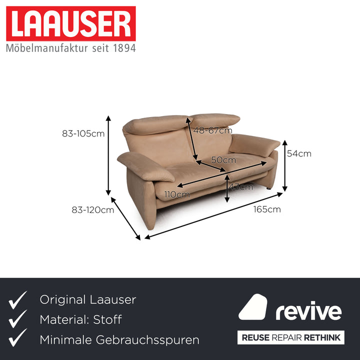 Laauser Dacapo Stoff Sofa Beige Zweisitzer Couch Funktion