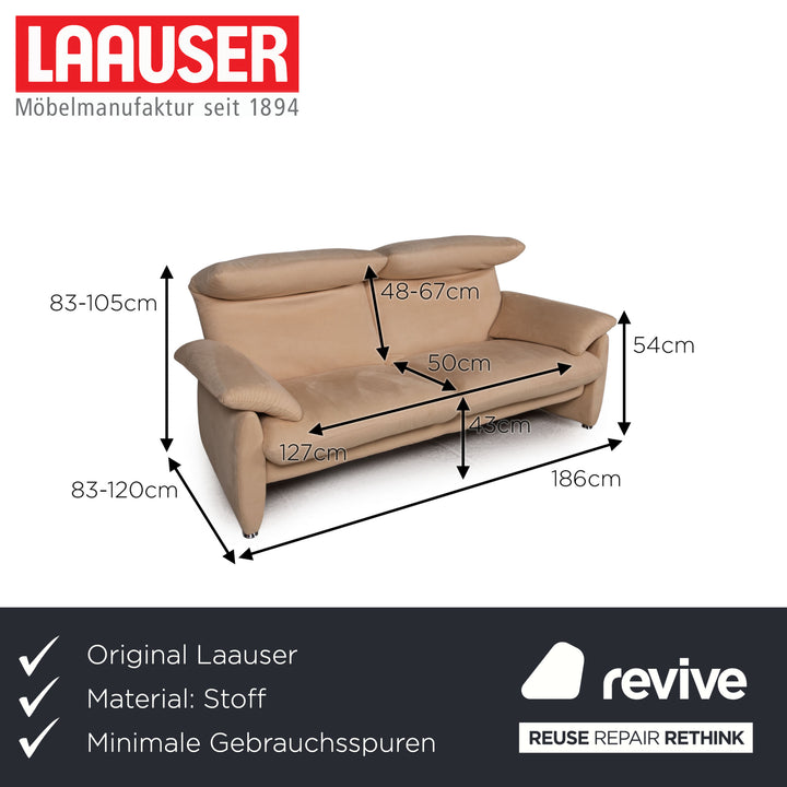 Laauser Dacapo Stoff Sofa Beige Zweisitzer Couch Funktion