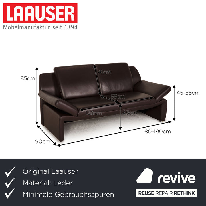 Laaus designer leather sofa brown two-seater couch