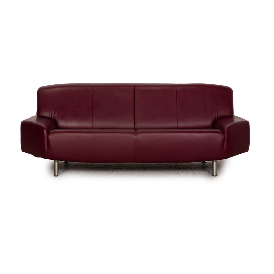 Laauser Dreisitzer Leder Sofa Rot Couch