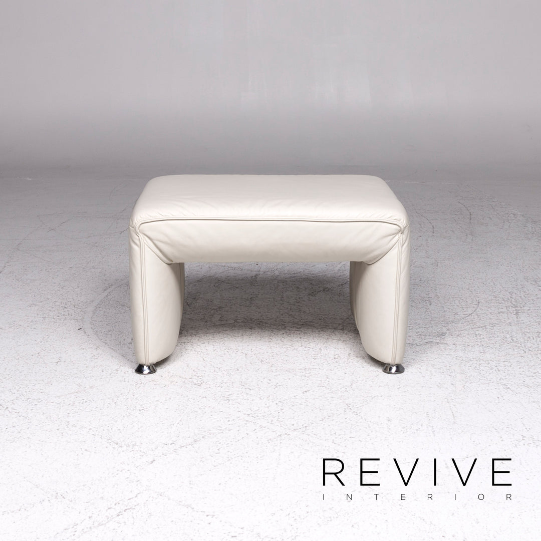 Laauser Flair designer leather sofa set grey-white 1x three-seater 1x two-seater 1x armchair 1x stool #9542