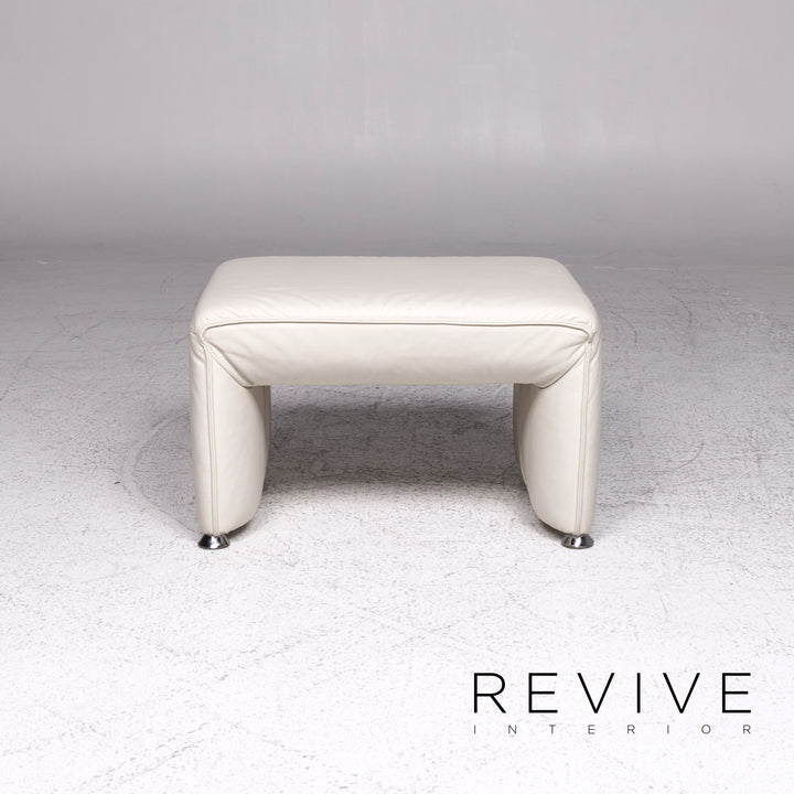 Laauser Flair designer leather sofa set grey-white 1x three-seater 1x two-seater 1x armchair 1x stool #9542