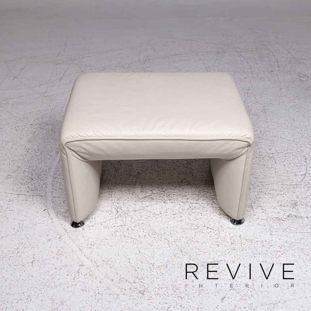 Laauser Flair designer leather sofa set grey-white 1x three-seater 1x two-seater 1x armchair 1x stool #9542