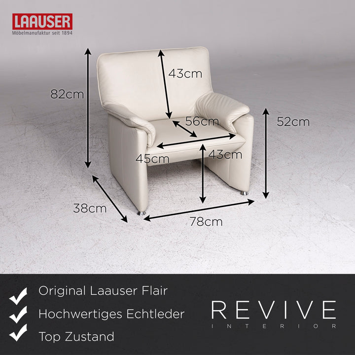 Laauser Flair designer leather sofa set grey-white 1x three-seater 1x two-seater 1x armchair 1x stool #9542