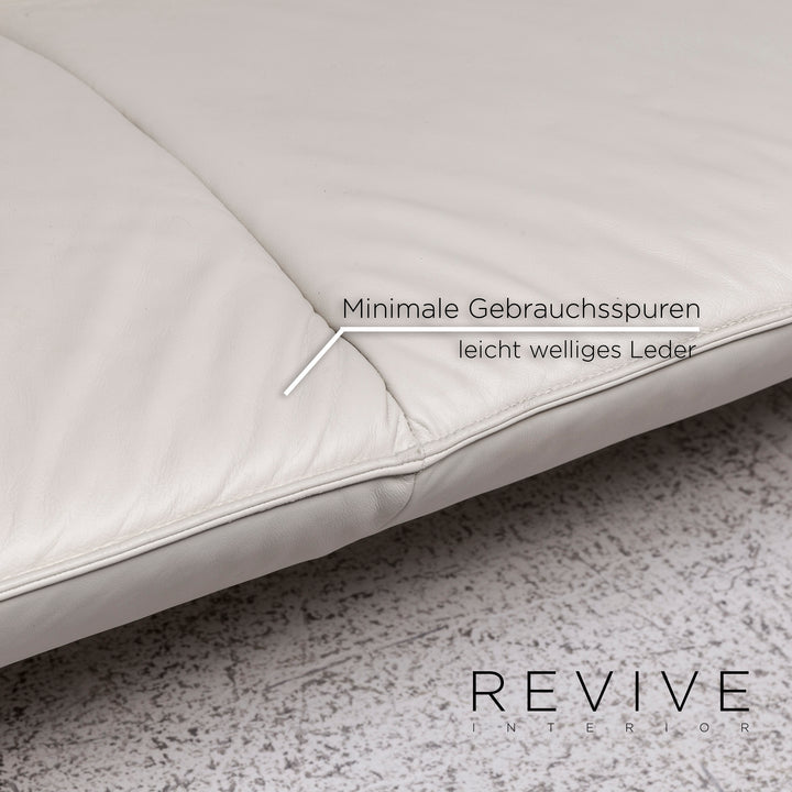 Laauser Flair designer leather sofa set grey-white 1x three-seater 1x two-seater 1x armchair 1x stool #9542