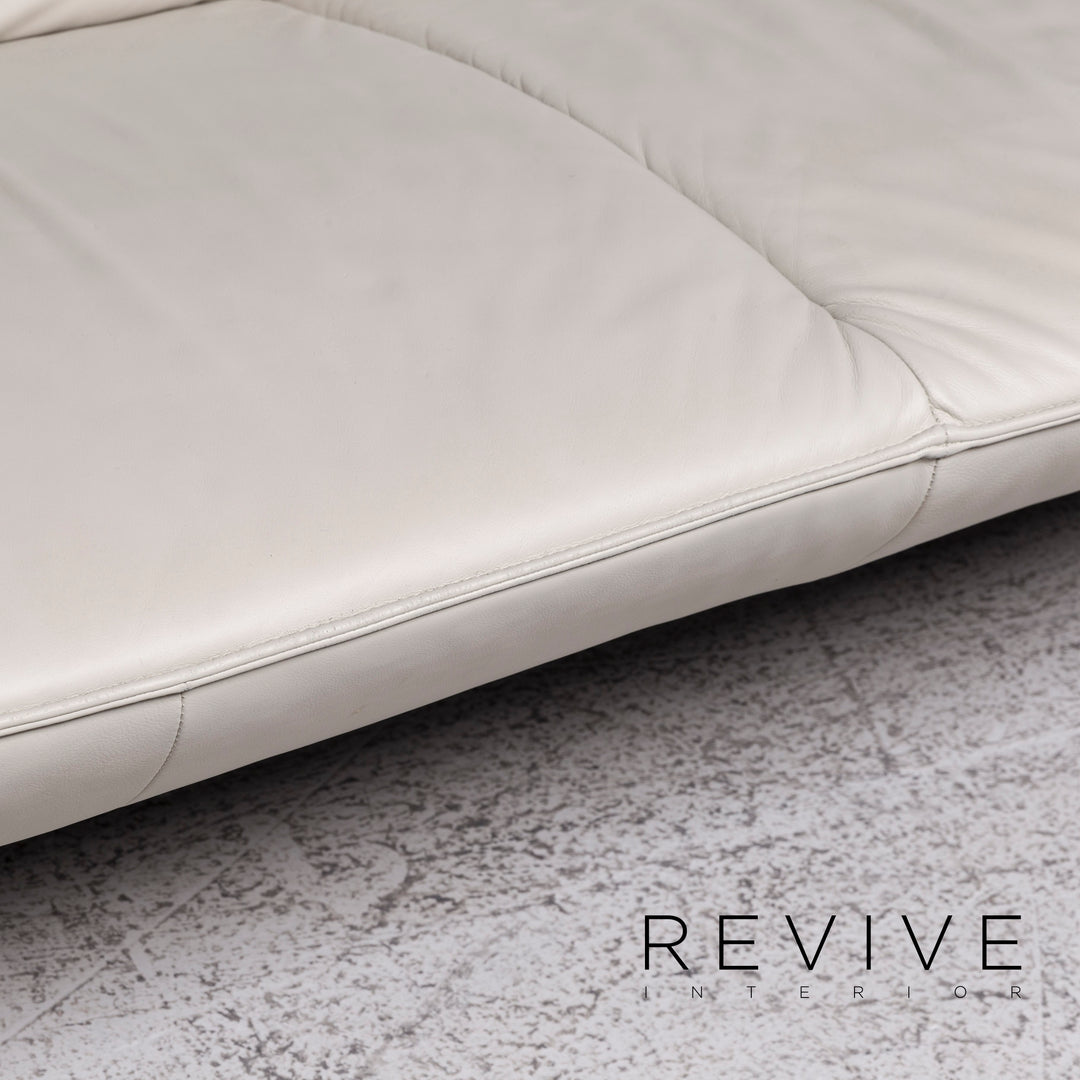 Laauser Flair designer leather sofa set grey-white 1x three-seater 1x two-seater 1x armchair 1x stool #9542