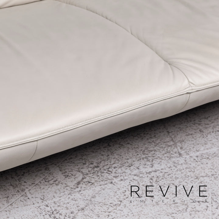 Laauser Flair designer leather sofa set grey-white 1x three-seater 1x two-seater 1x armchair 1x stool #9542