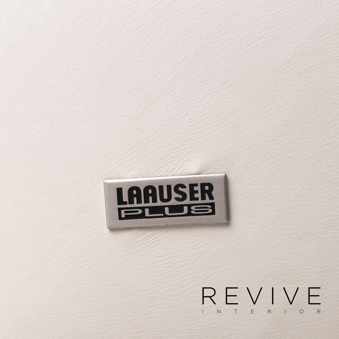 Laauser Flair designer leather sofa set grey-white 1x three-seater 1x two-seater 1x armchair 1x stool #9542