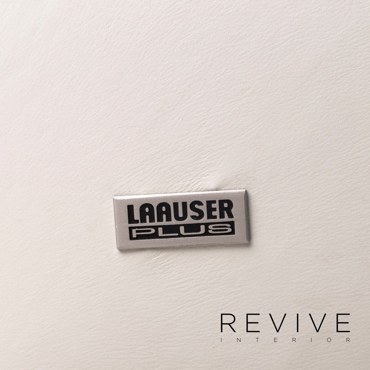 Laauser Flair designer leather sofa set grey-white 1x three-seater 1x two-seater 1x armchair 1x stool #9542