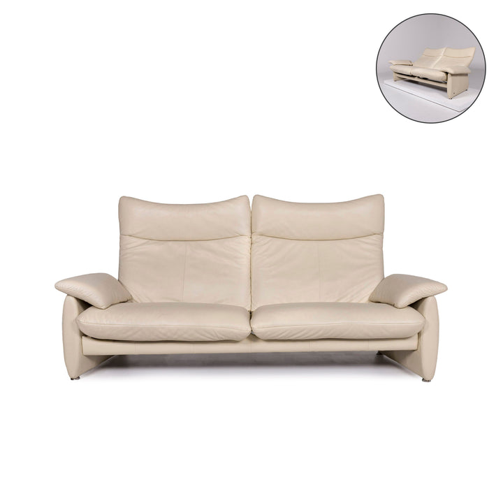 Laauser Leder Creme Sofa Dreisitzer Relaxfunktion Funktion Couch #10703