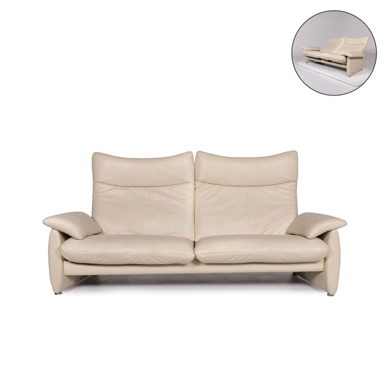 Laauser Leder Creme Sofa Dreisitzer Relaxfunktion Funktion Couch 