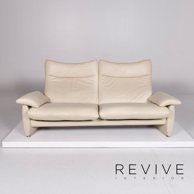 Laauser Leder Creme Sofa Dreisitzer Relaxfunktion Funktion Couch 