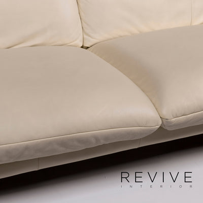 Laauser Leder Creme Sofa Dreisitzer Relaxfunktion Funktion Couch #10703