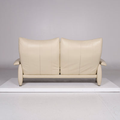 Laauser Leder Creme Sofa Dreisitzer Relaxfunktion Funktion Couch #10703