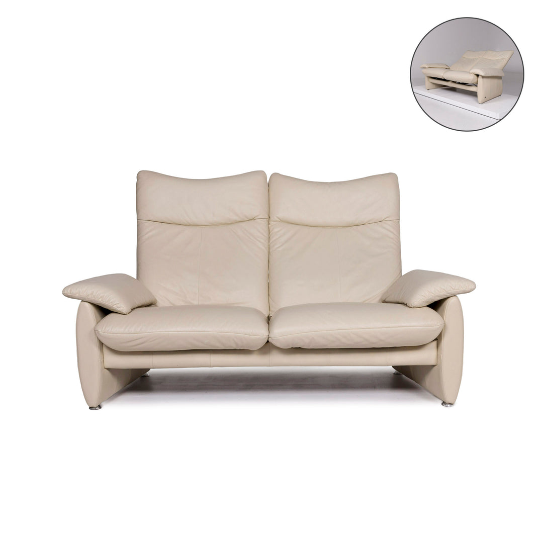 Laauser Leder Creme Sofa Zweisitzer Relaxfunktion Funktion Couch #10705