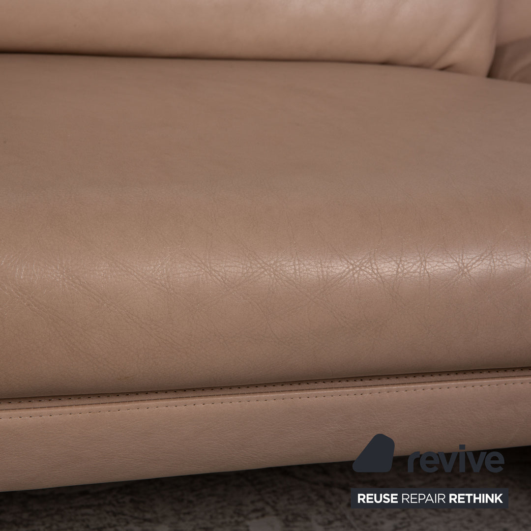 Laauser Leder Dreisitzer Beige Sofa Couch Funktion