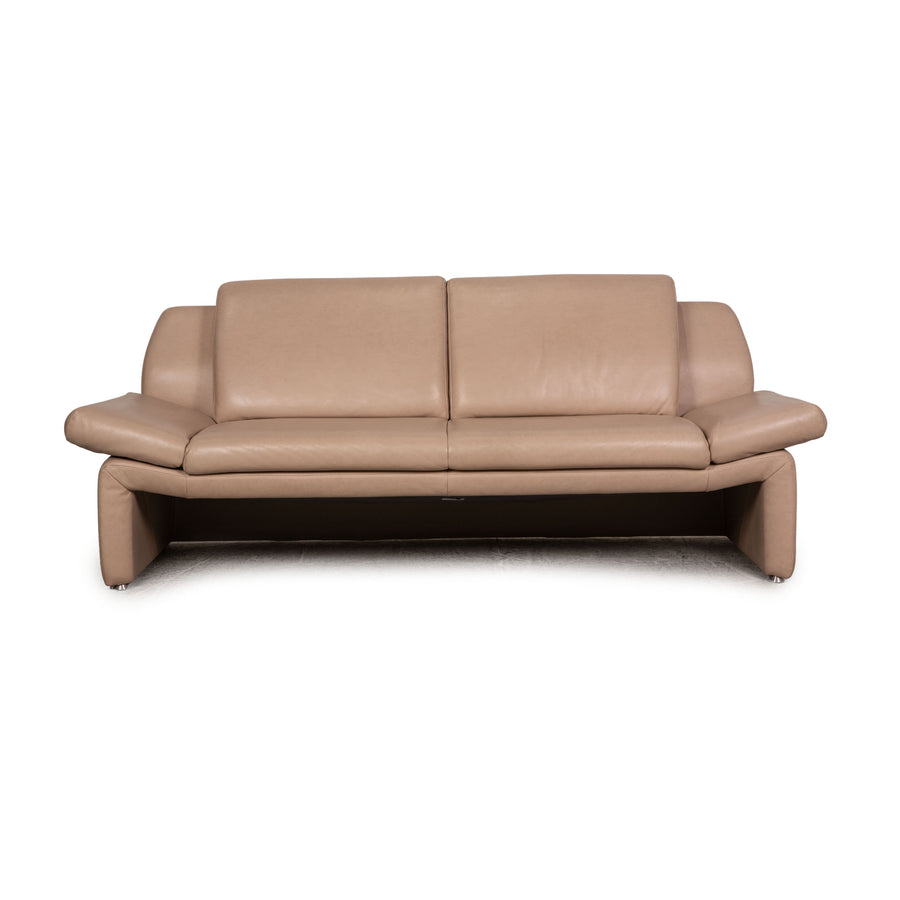 Laaus leather three seater beige sofa couch function