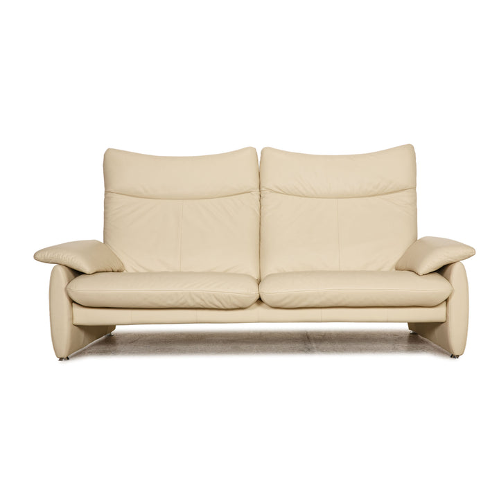 Laaus leather three seater cream sofa couch