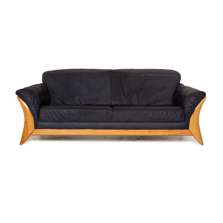 Laauser Leder Dreisitzer Dunkelblau Sofa Couch