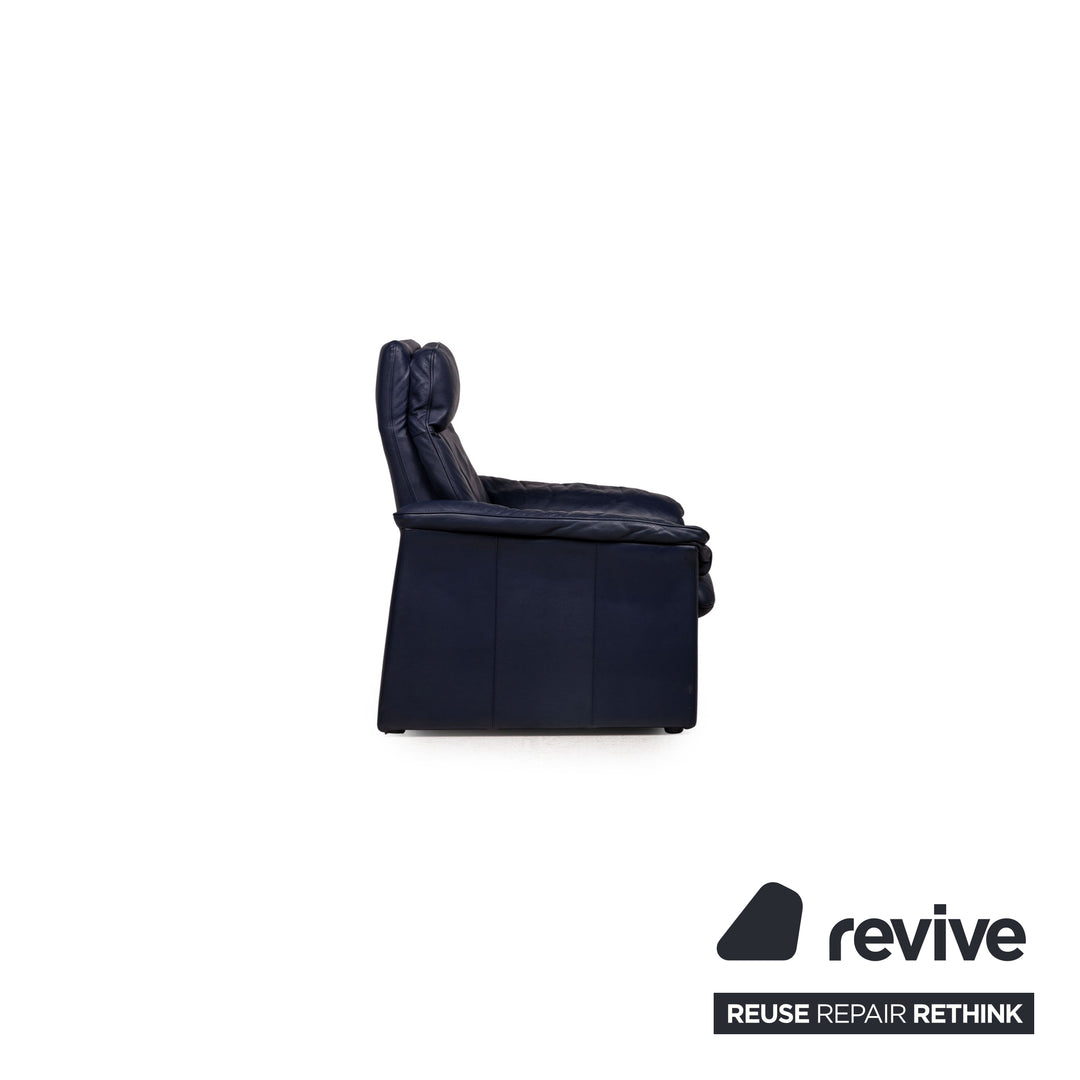 Laauser leather armchair blue incl. stool relax function