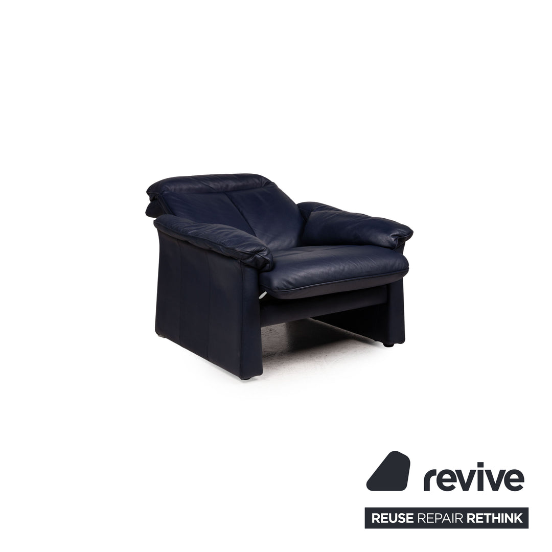 Laauser leather armchair blue incl. stool relax function