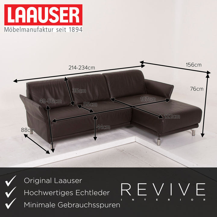 Laauser leather sofa brown corner sofa dark brown #14979