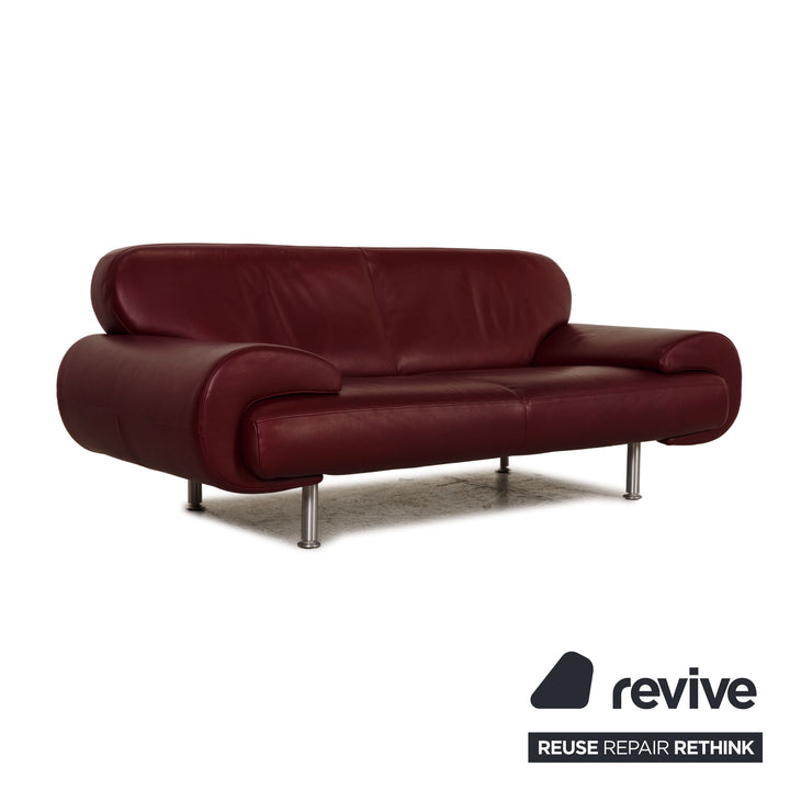 Laaus leather sofa dark red two-seater couch