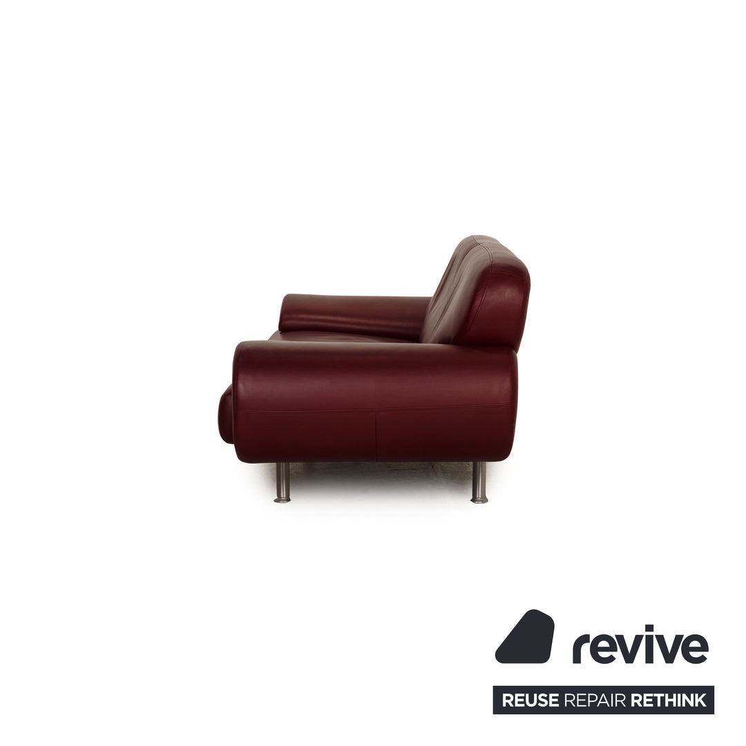 Laaus leather sofa dark red two-seater couch