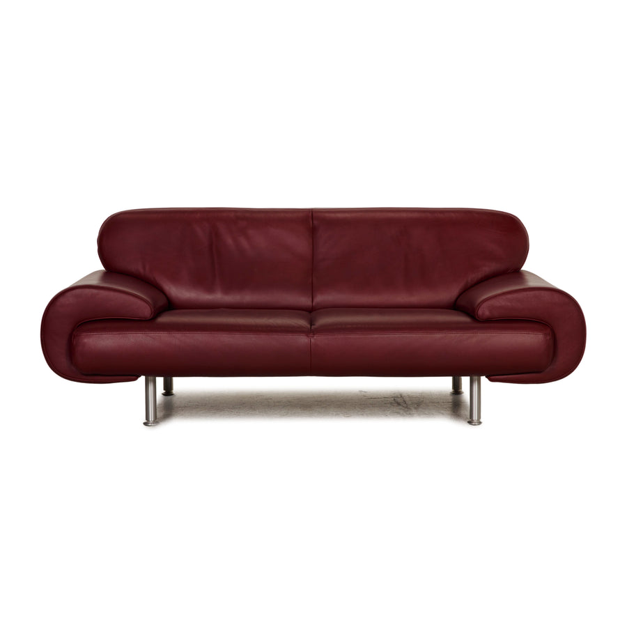 Laaus leather sofa dark red two-seater couch