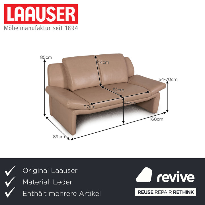 Laauser Leder Sofa Garnitur Beige Zweisitzer Sessel Couch Funktion