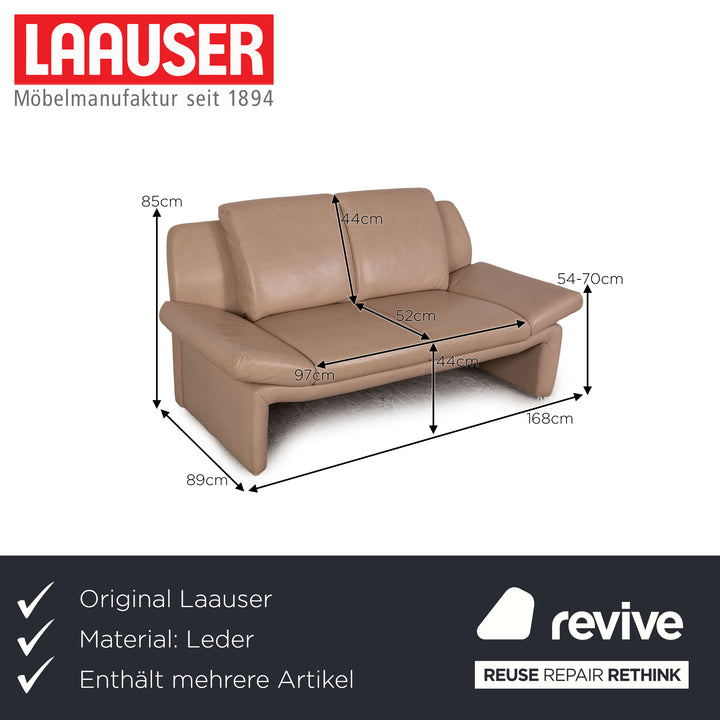 Laauser leather sofa set beige two-seater armchair couch function