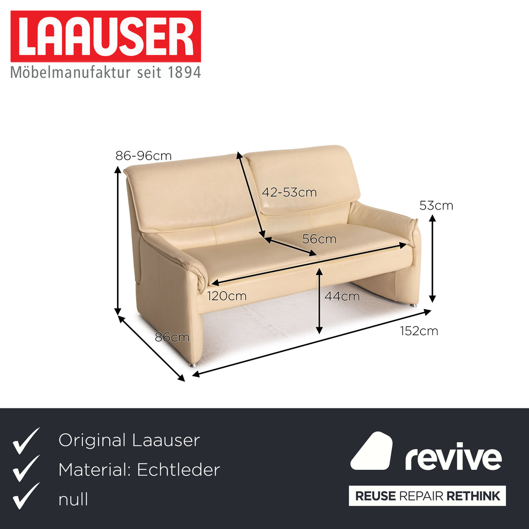 Laauser Leder Sofa Garnitur Creme 1x Zweisitzer 1x Sessel