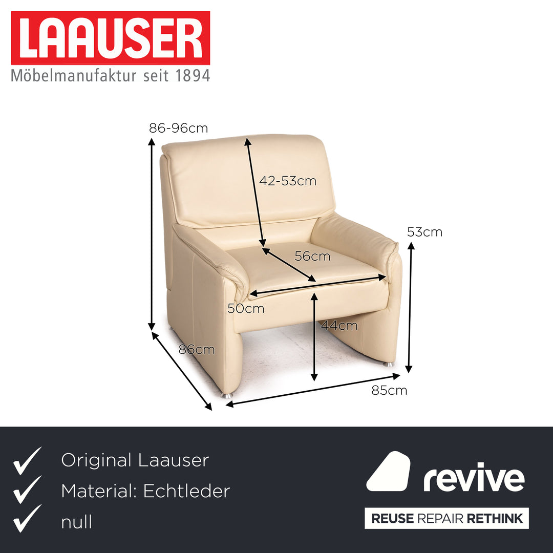 Laauser Leder Sofa Garnitur Creme 1x Zweisitzer 1x Sessel
