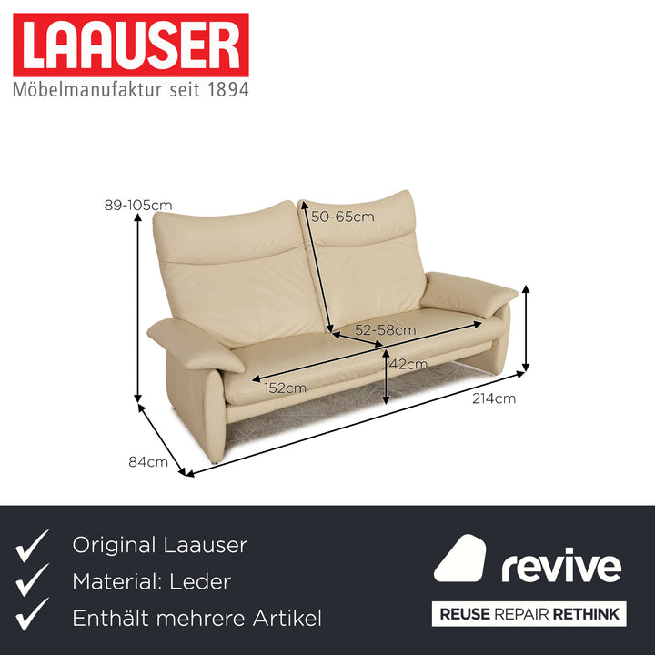 Laauser leather sofa set cream three-seater two-seater armchair stool