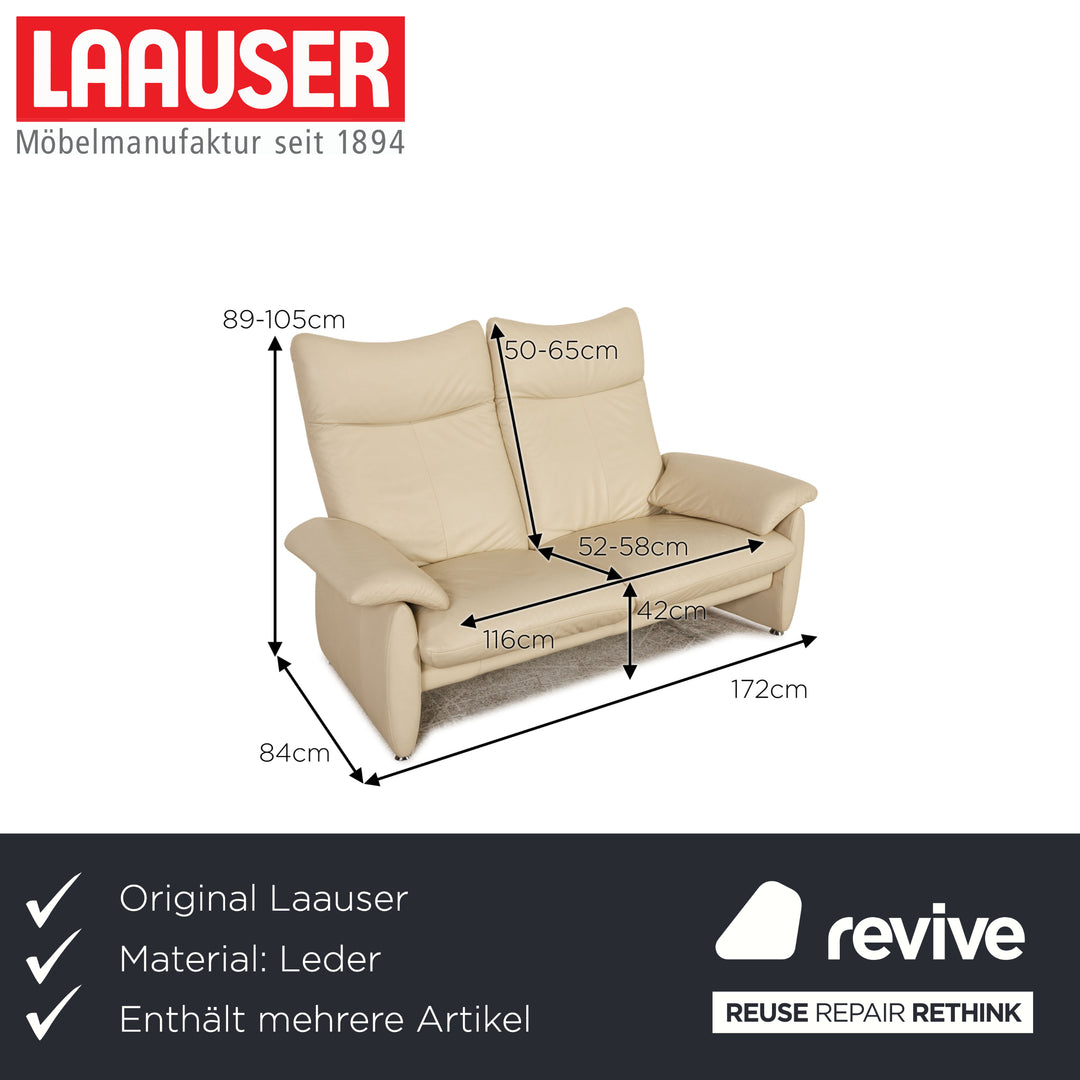 Laauser leather sofa set cream three-seater two-seater armchair stool