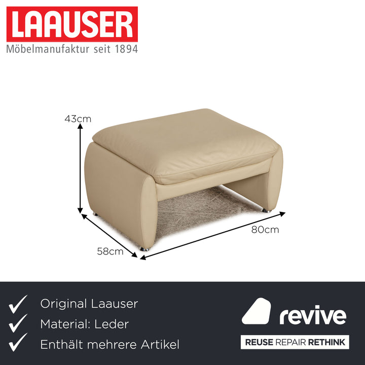 Laauser leather sofa set cream three-seater two-seater armchair stool