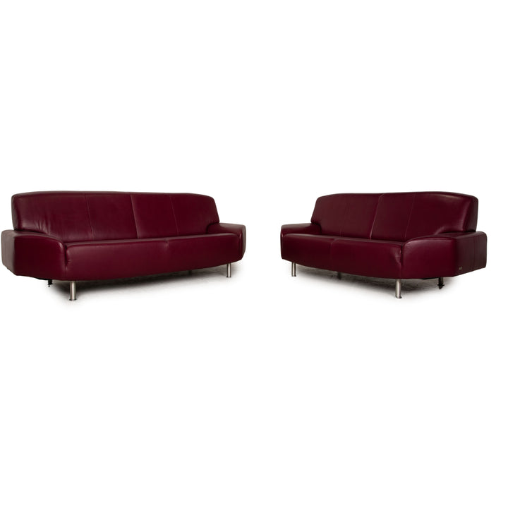 Laauser Leder Sofa Garnitur Rot Couch